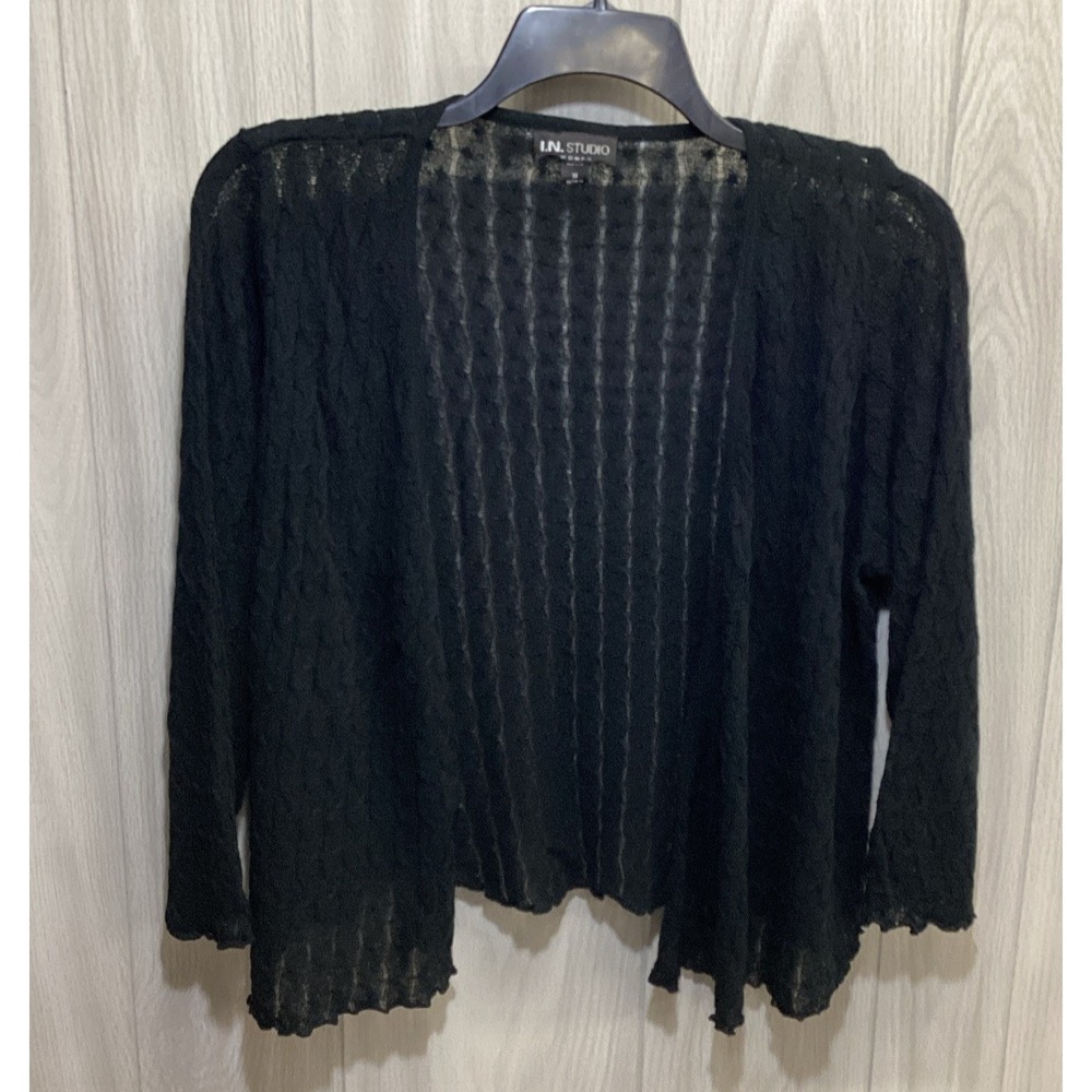 I.N. STUDIO Women's (Size 1X) 3/4 Sleeve Open Front Cardigan Acrylic Nylon